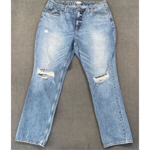 Good American Distressed Straight Jeans Vintage Inspired Women 18‎ Blue Casual